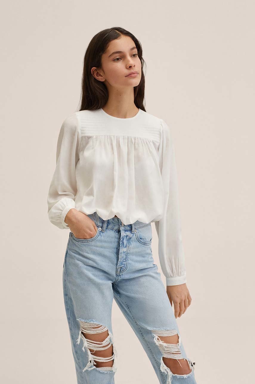 

Детска блуза Mango Kids в бяло с изчистен дизайн, Бял
