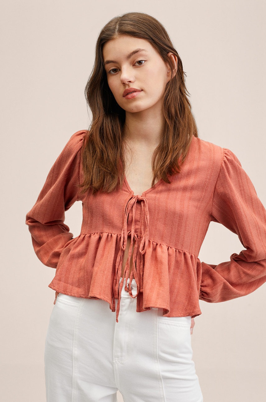 

Детска блуза Mango Kids в бордо с изчистен дизайн