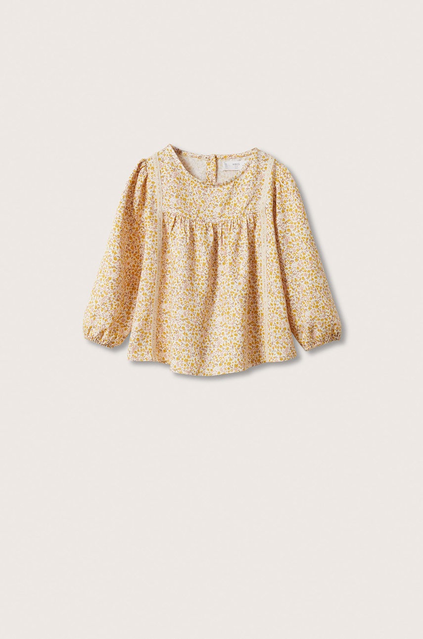 

Детска блуза Mango Kids Nellie в бежово с флорален десен, Бежов