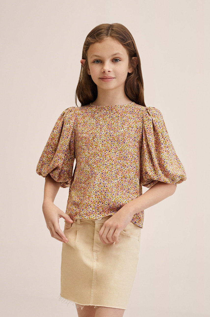 

Детска блуза Mango Kids Amapola в розово с флорален десен, Розов