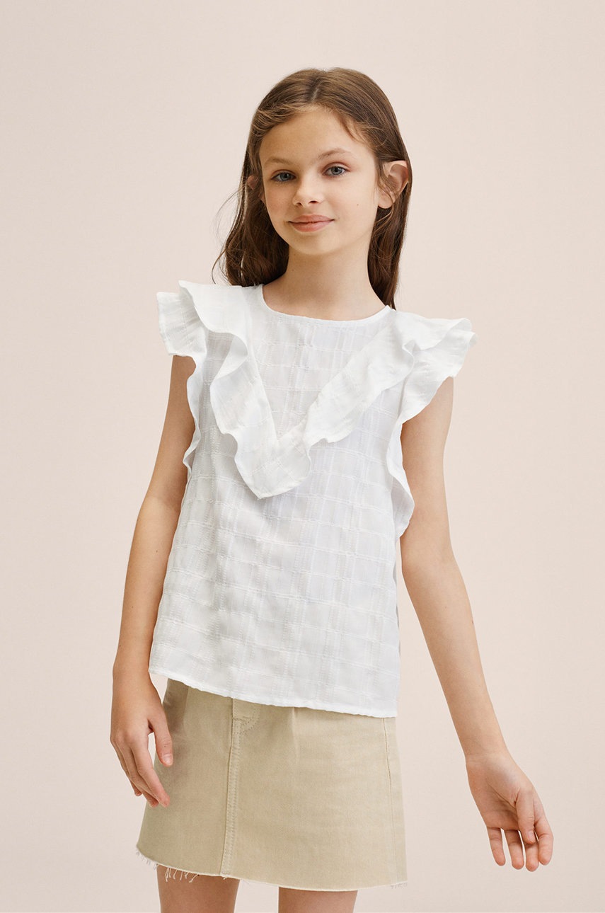 

Детска блуза Mango Kids в бяло с изчистен дизайн, Бял