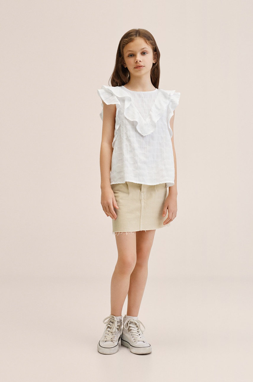 

Дитяча блузка Mango Kids колір білий однотонна