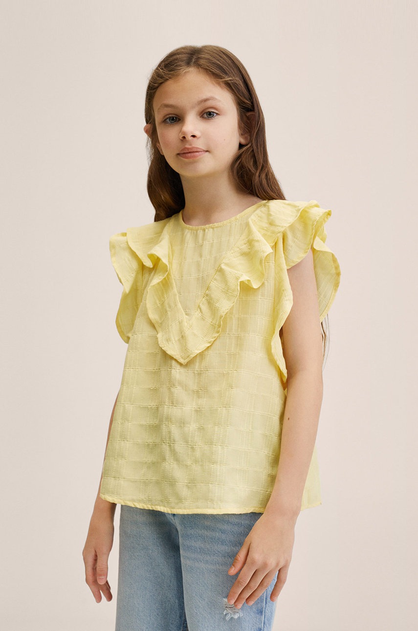 

Детска блуза Mango Kids в жълто с изчистен дизайн, Жълт