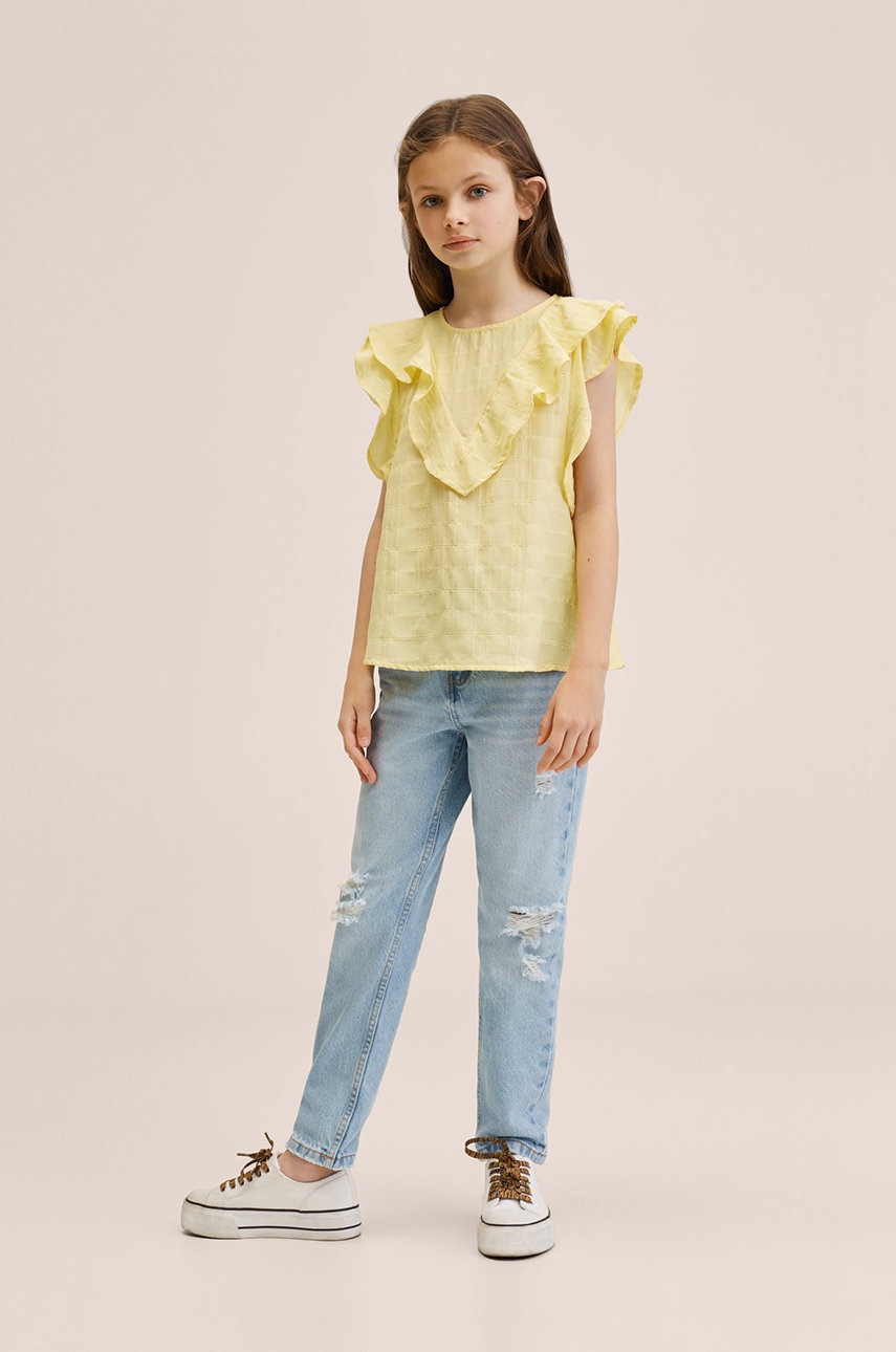 

Дитяча блузка Mango Kids колір жовтий однотонна