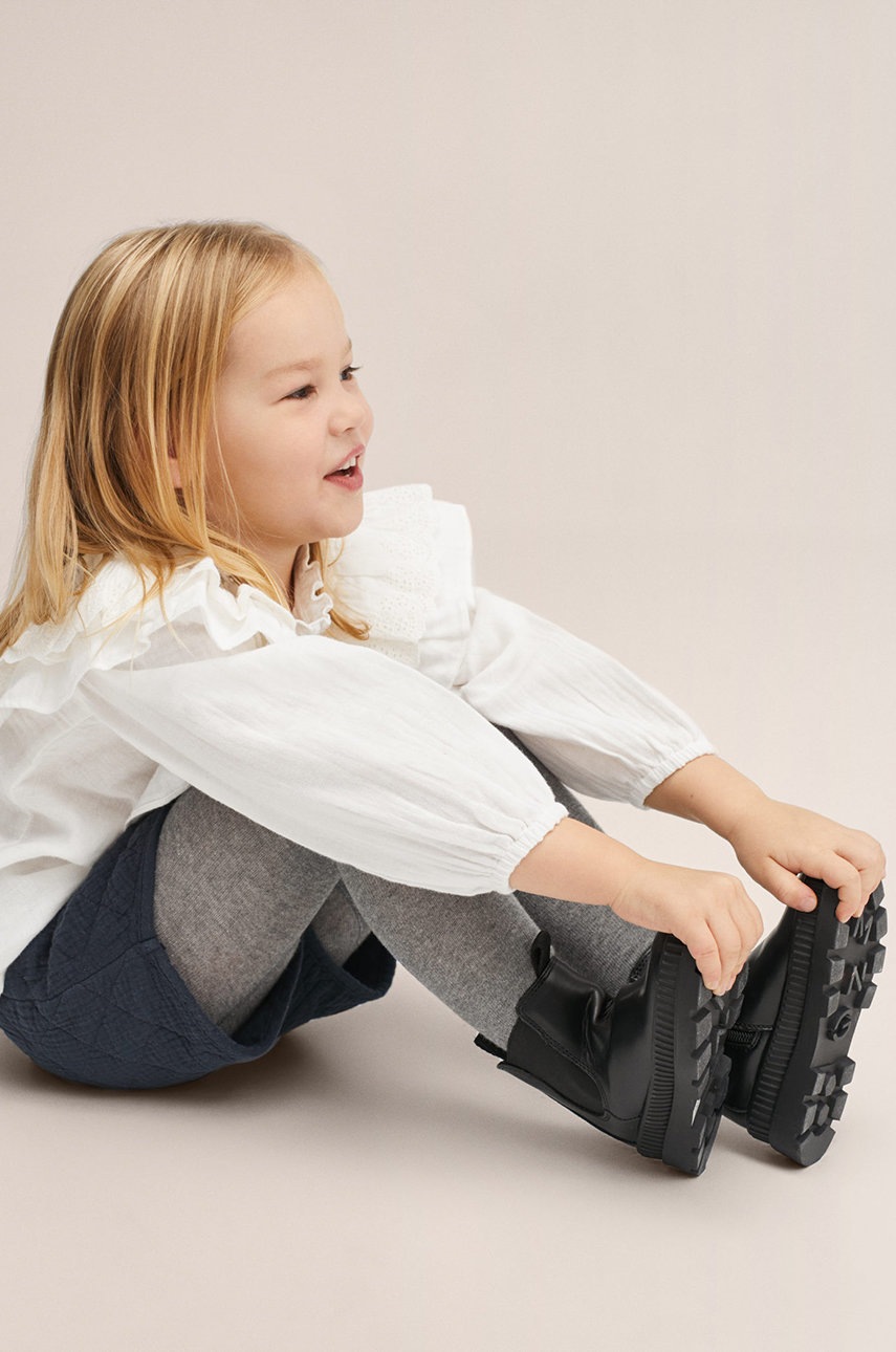 

Детская хлопковая блузка Mango Kids Elia цвет белый однотонная
