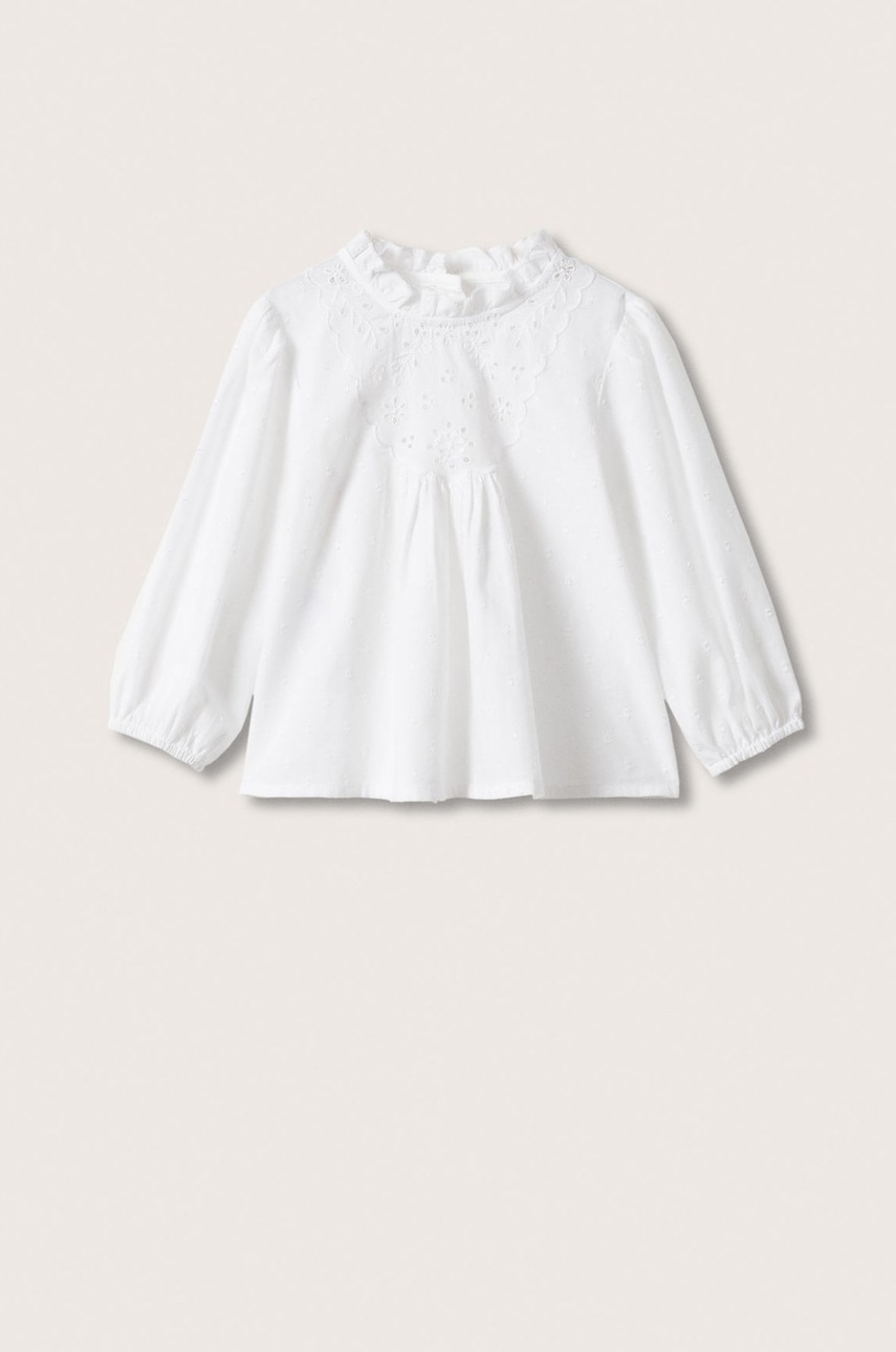 

Детска памучна блуза Mango Kids Amelia в бяло с изчистен дизайн, Бял
