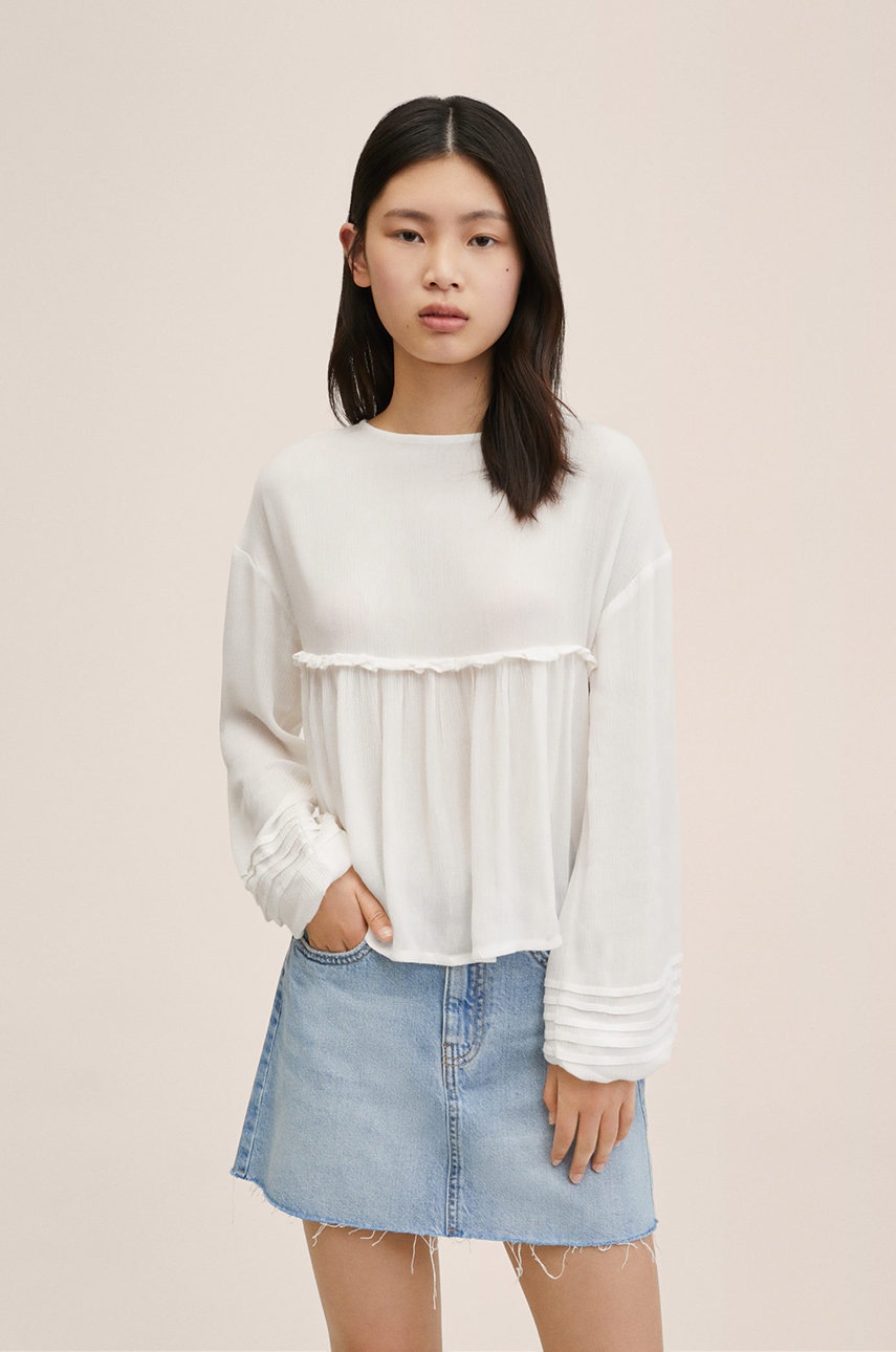 

Детска блуза Mango Kids в бяло с изчистен дизайн, Бял
