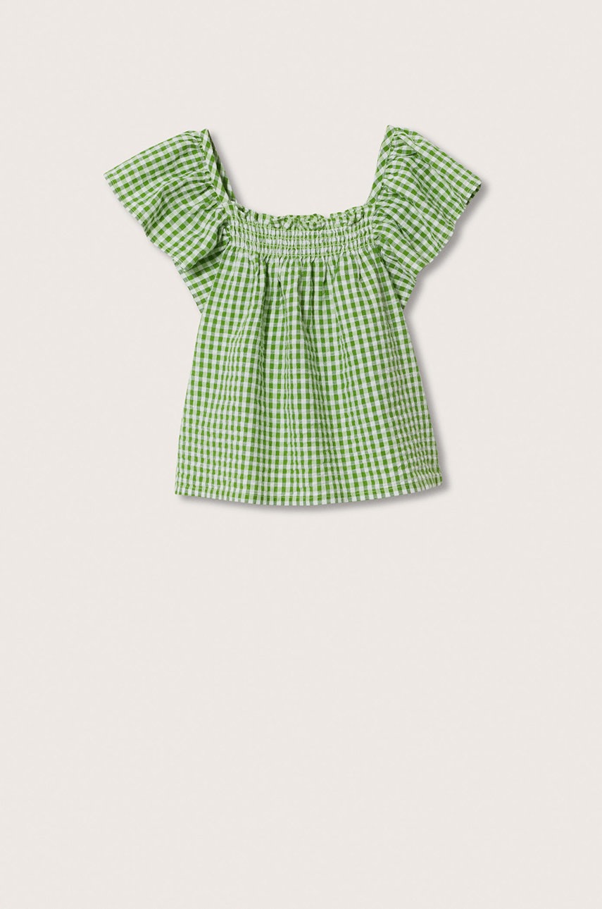 

Детска блуза Mango Kids Leon в зелено на каре, Зелен