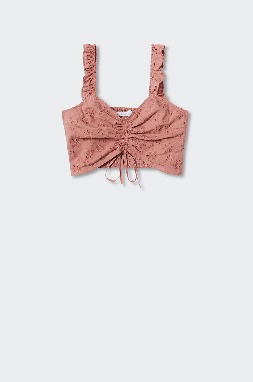 

Дитячий бавовняний топ Mango Kids Schiffli колір рожевий