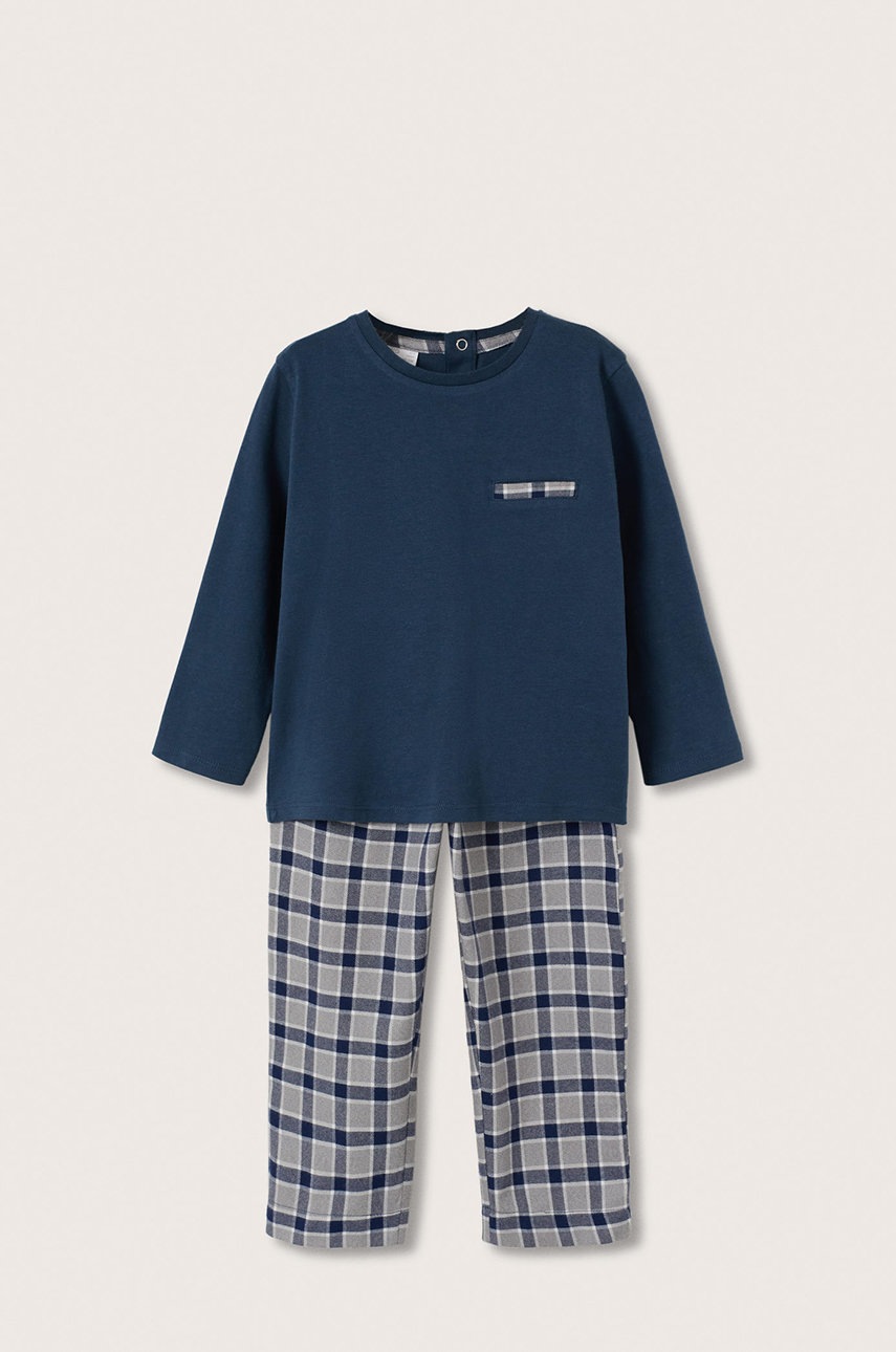 

Дитяча бавовняна піжама Mango Kids колір синій візерунок