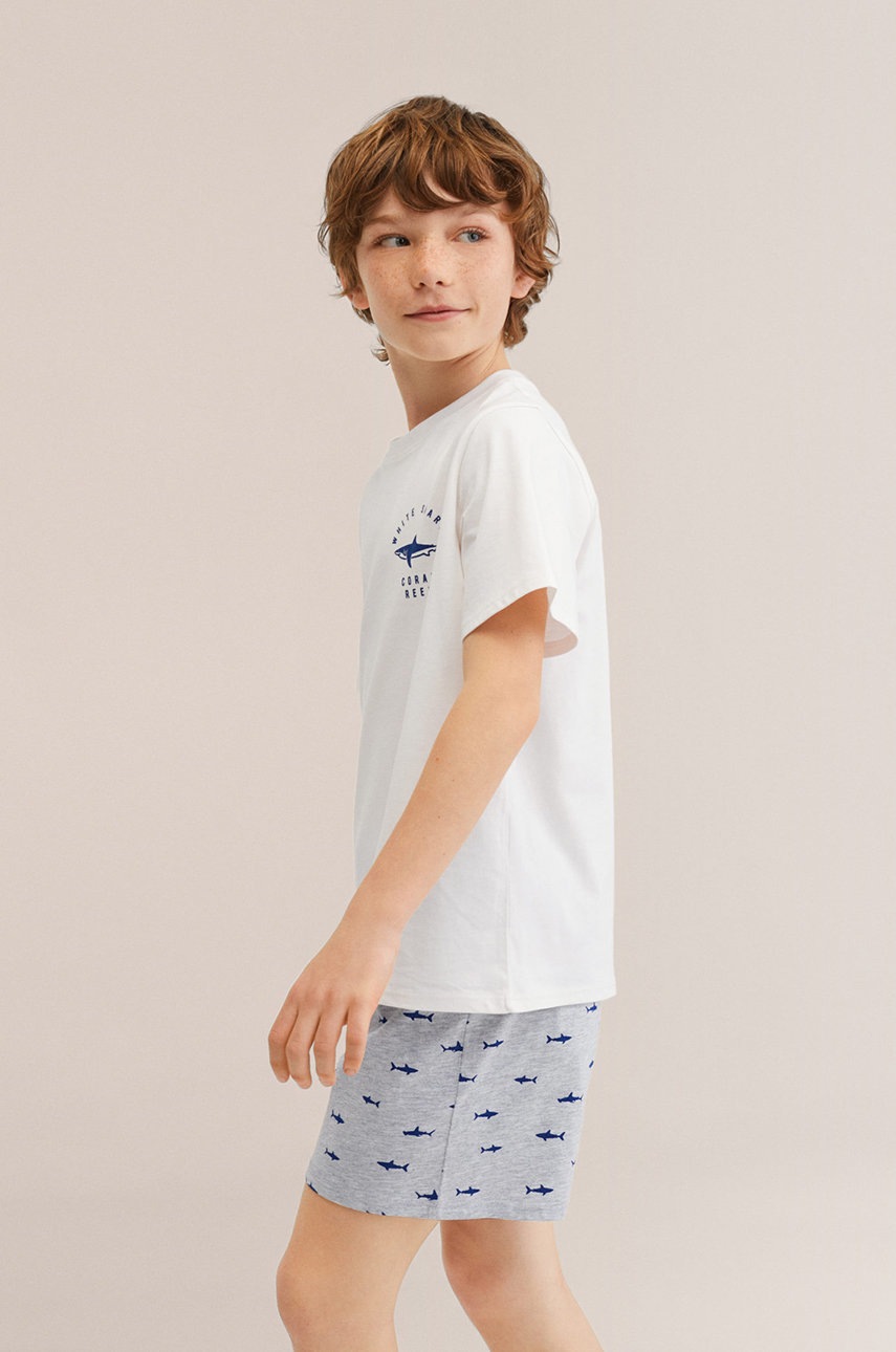 

Дитяча піжама Mango Kids Shark колір білий візерунок