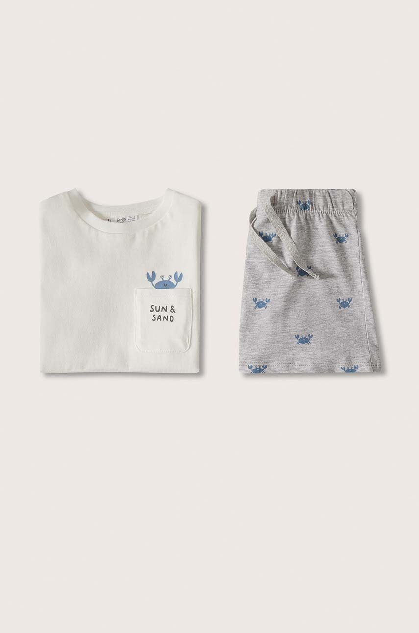 

Детска пижама Mango Kids Cranc в бяло с принт, Бял