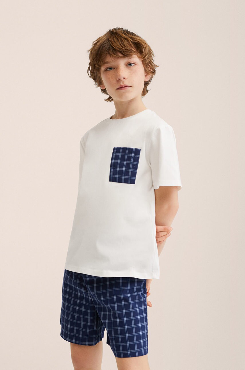 

Детска памучна пижама Mango Kids Mumin в бяло с десен, Бял