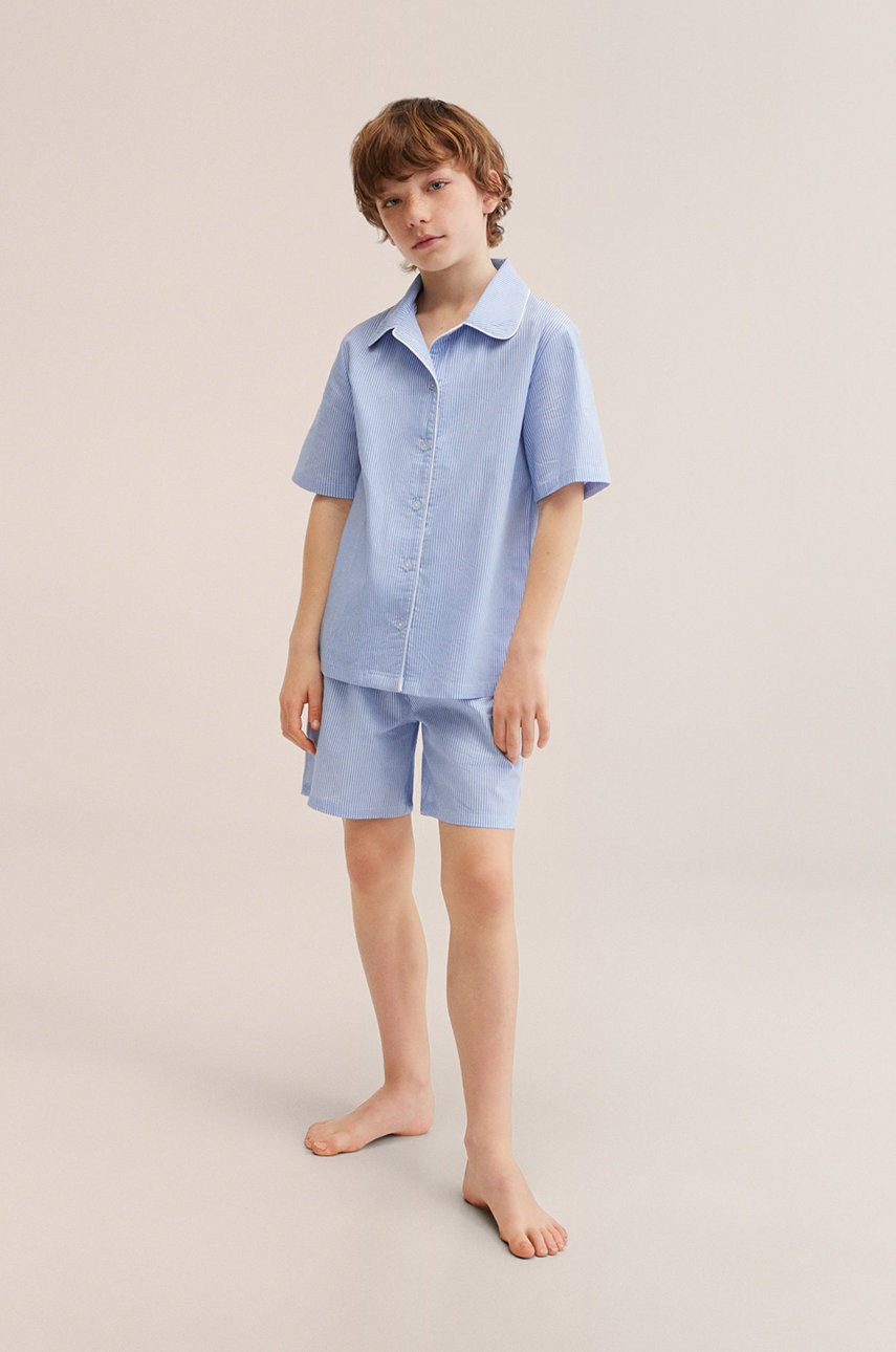 

Детска памучна пижама Mango Kids Jules с десен, Син