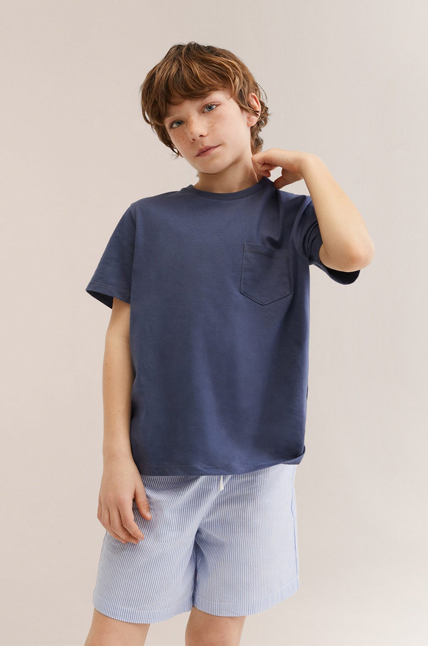 

Детска памучна пижама Mango Kids Raul в тъмносиньо с десен, Тъмносин