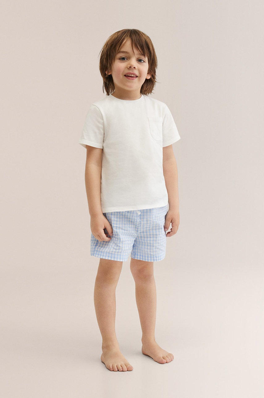 

Детска памучна пижама Mango Kids Dean в бяло с десен, Бял