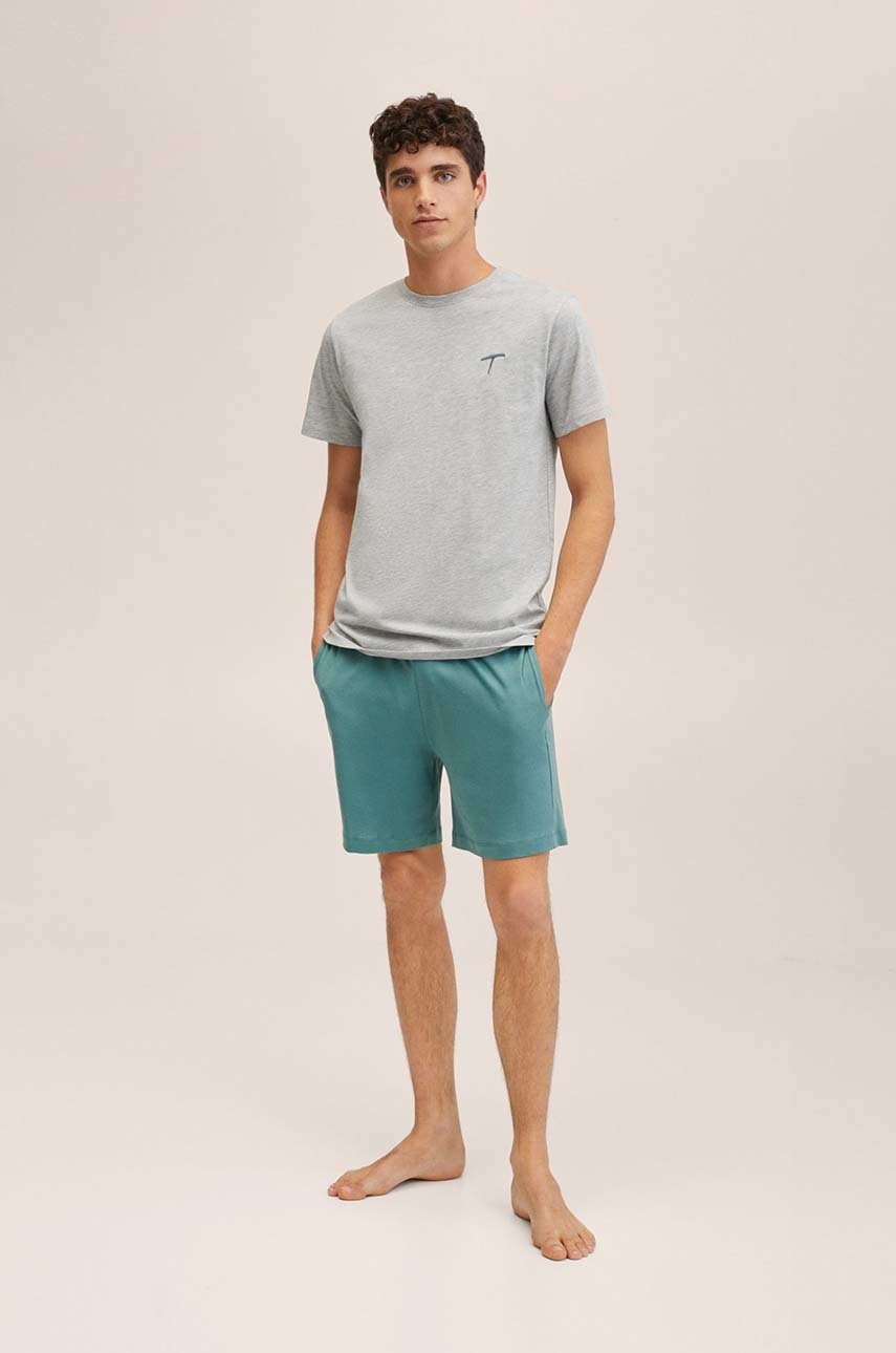 

Детска пижама Mango Kids Ron в зелено с десен, Зелен