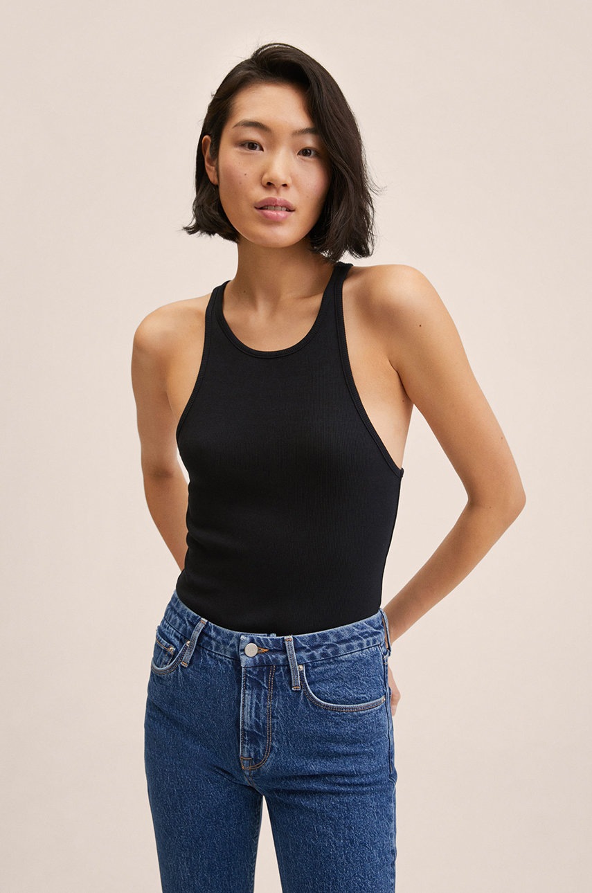 

Боди Mango Mocci в черно с изчистен дизайн, Черен