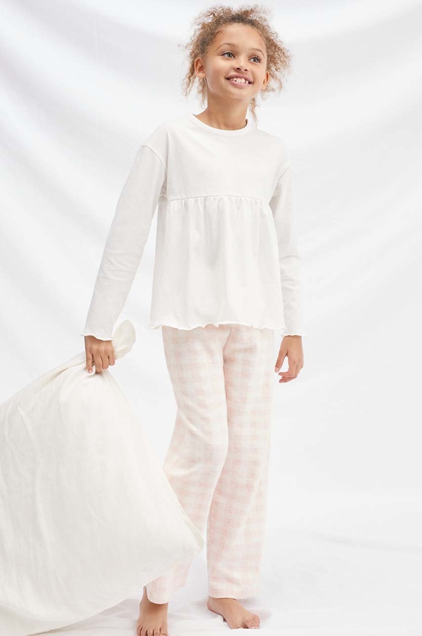 

Детска пижама Mango Kids в розово с изчистен дизайн, Розов