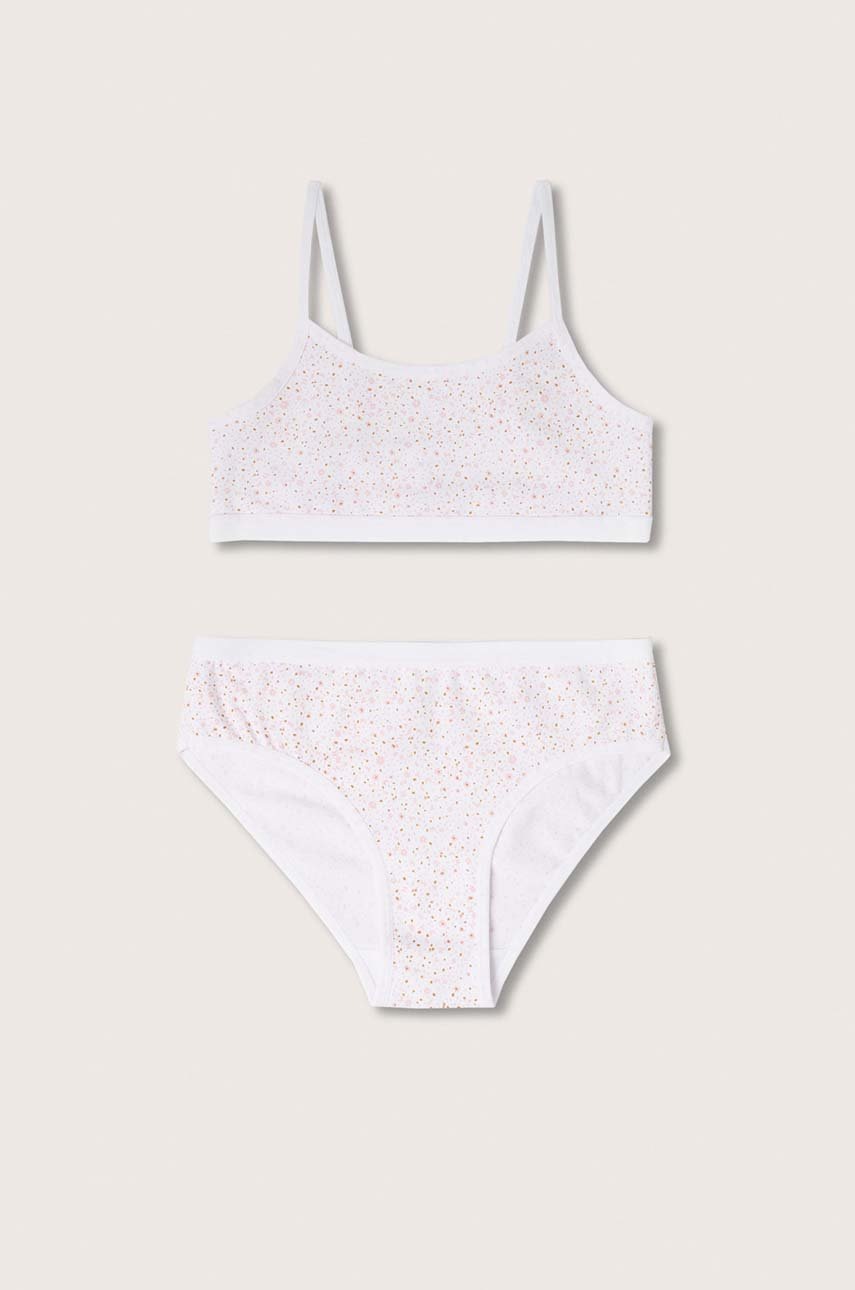 

Детски комплект сутиен и бикини Mango Kids Flores в бяло, Бял