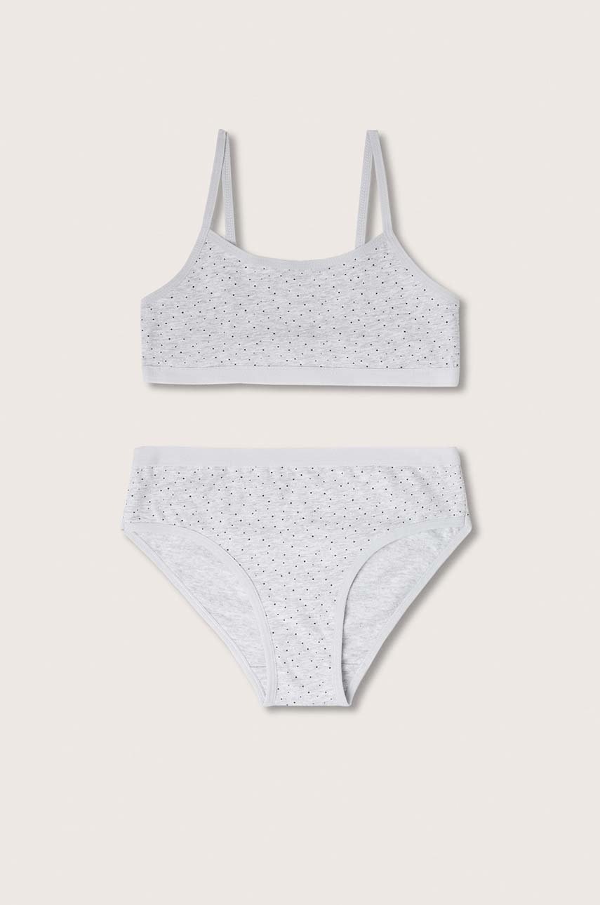 

Детски комплект сутиен и бикини Mango Kids Dafne в сиво, Сив