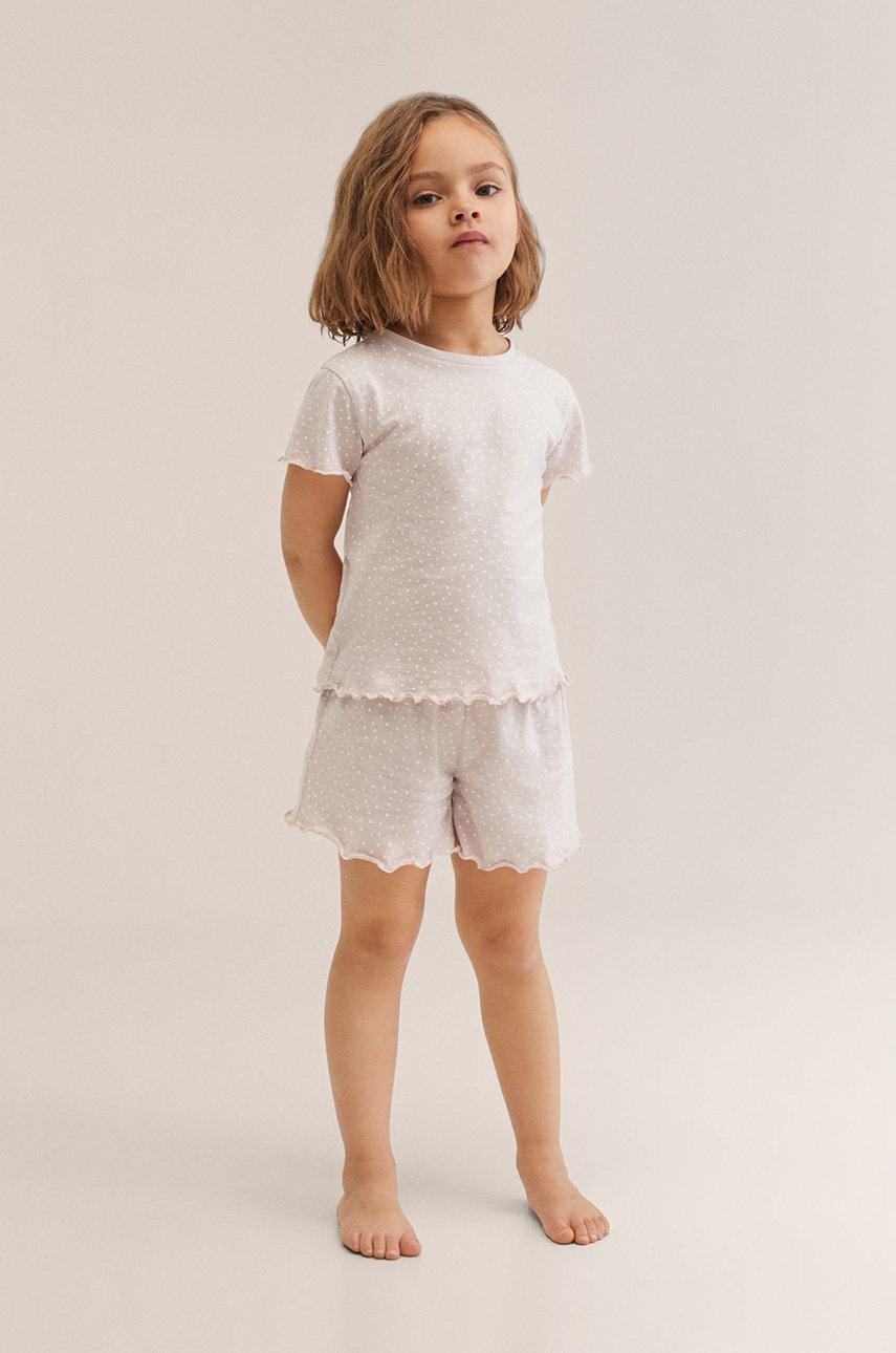 

Детска пижама Mango Kids Dottyb в лилаво с десен, Виолетов