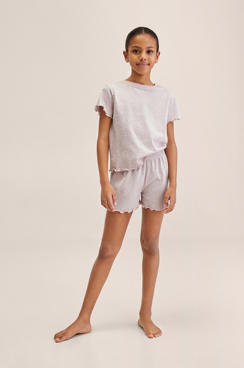 

Детска пижама Mango Kids Dotty в лилаво с десен, Виолетов