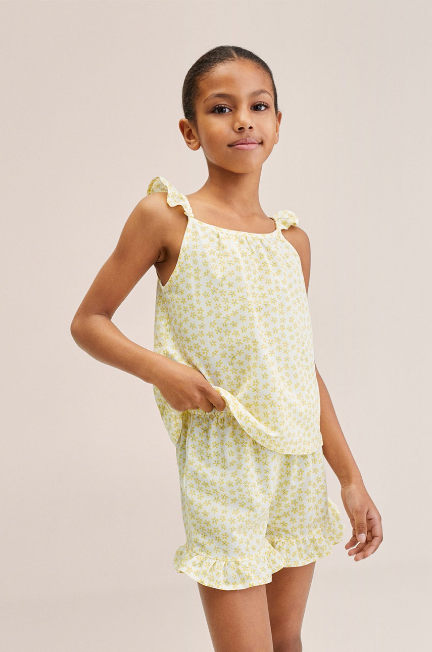 

Детска пижама Mango Kids Nini в жълто с десен, Жълт
