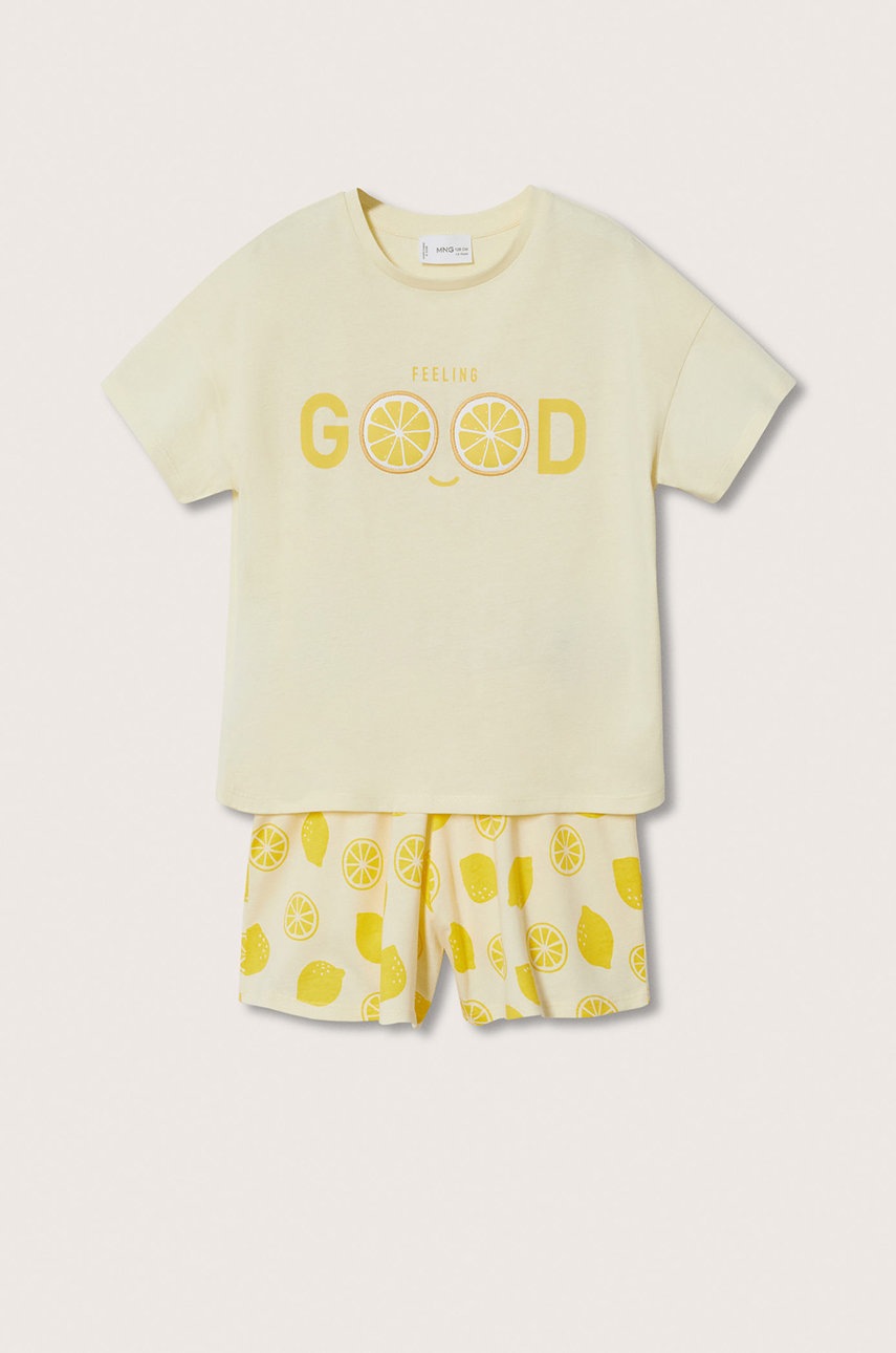 

Дитяча бавовняна піжама Mango Kids Lemon колір жовтий візерунок