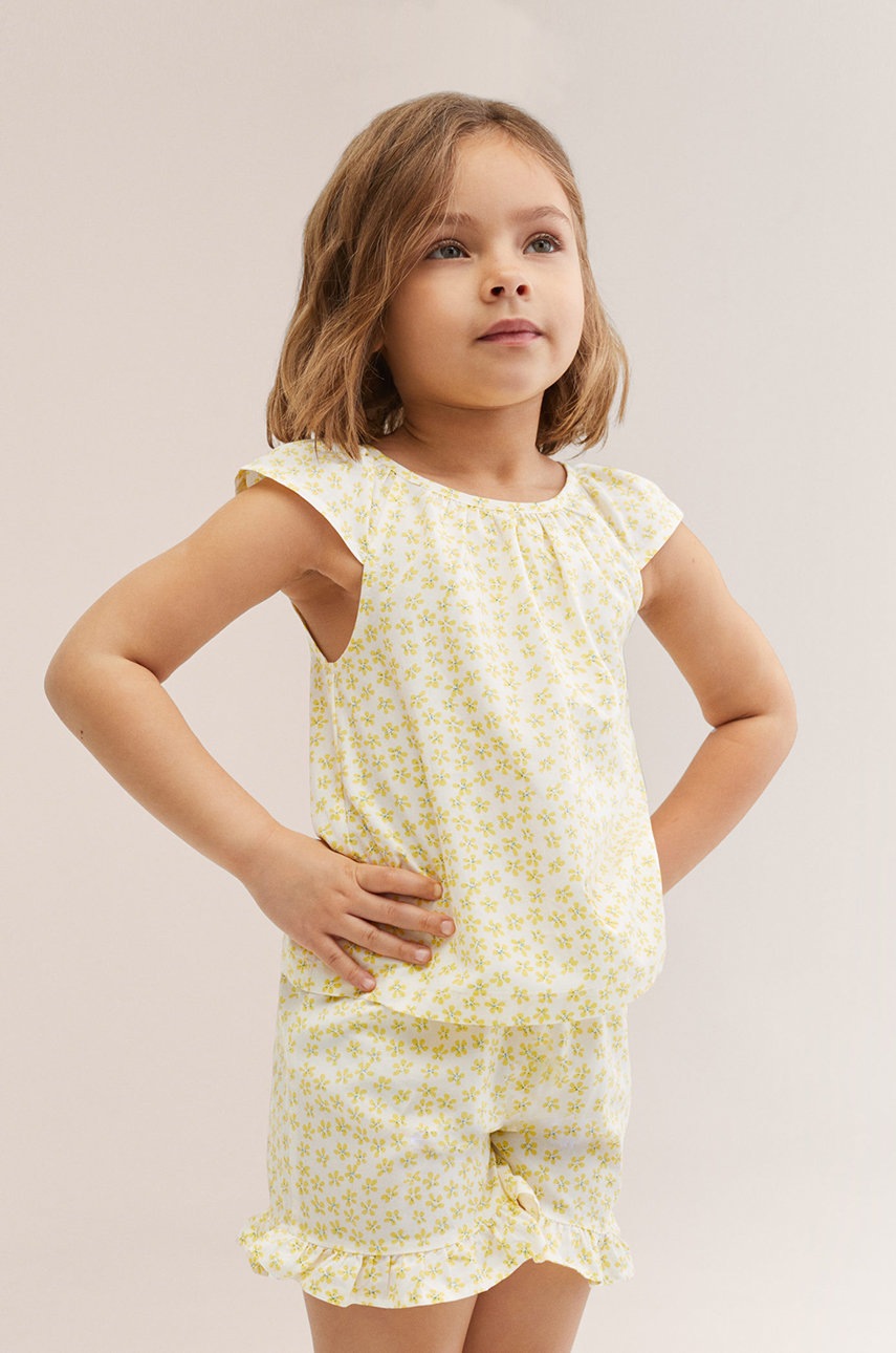

Детска пижама Mango Kids Ninib в жълто с десен, Жълт