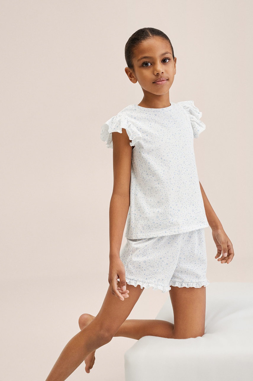 

Детска пижама Mango Kids Ona в бяло с десен, Бял