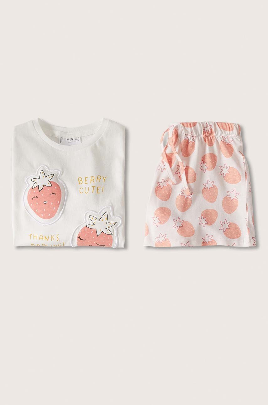 

Детска памучна пижама Mango Kids Berryb в розово с принт, Розов