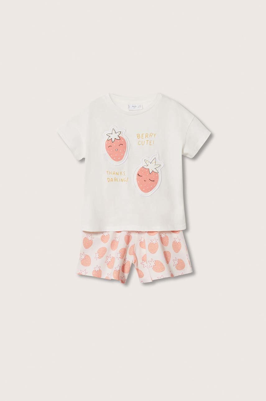 

Детская хлопковая пижама Mango Kids Berryb цвет розовый с принтом