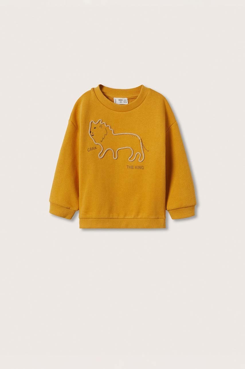 

Детски памучен суичър Mango Kids в жълто с апликация, Жълт