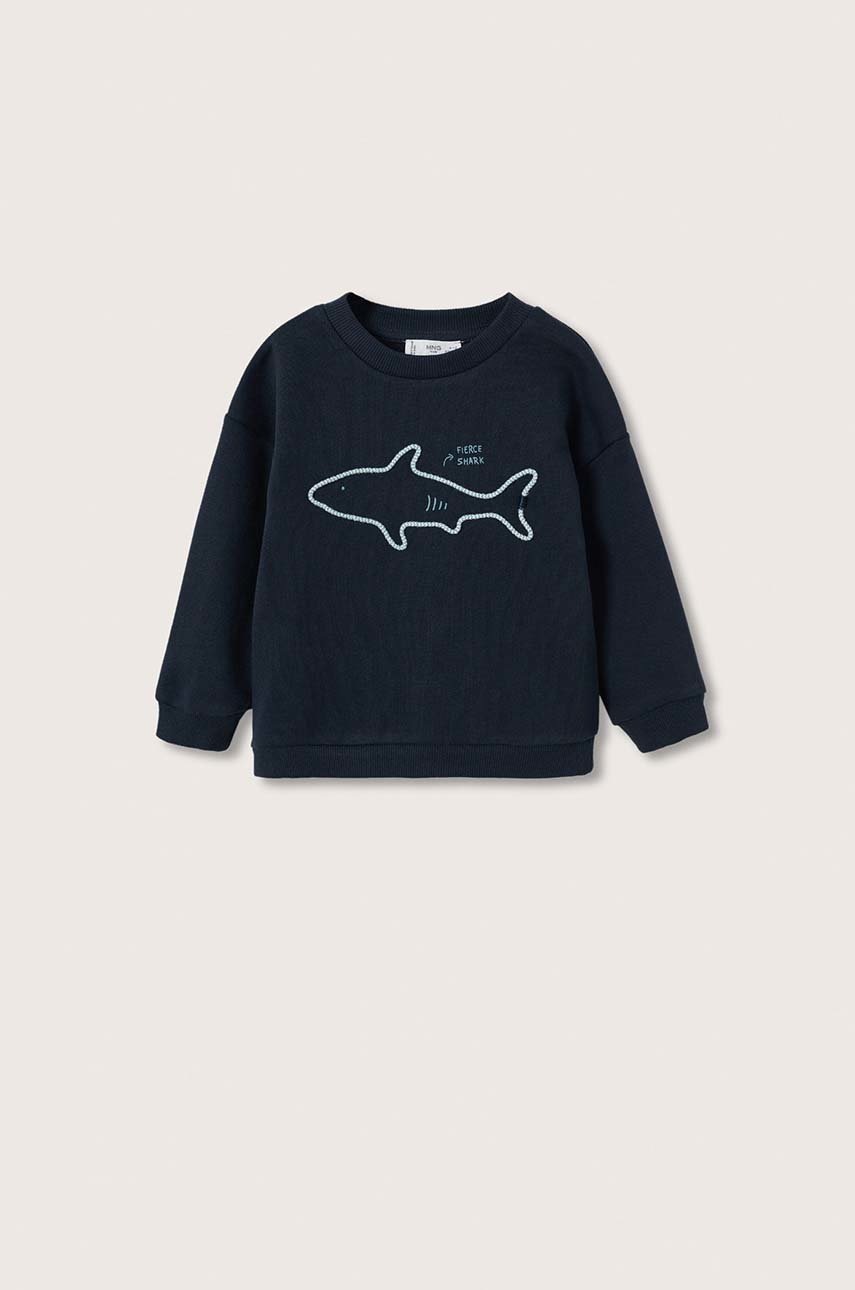 

Детски памучен суичър Mango Kids в тъмносиньо с апликация, Тъмносин