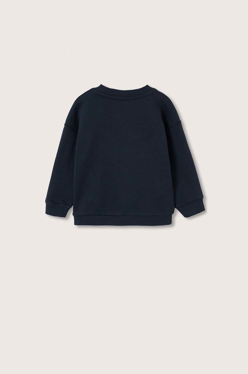 

Дитяча бавовняна кофта Mango Kids колір синій з аплікацією