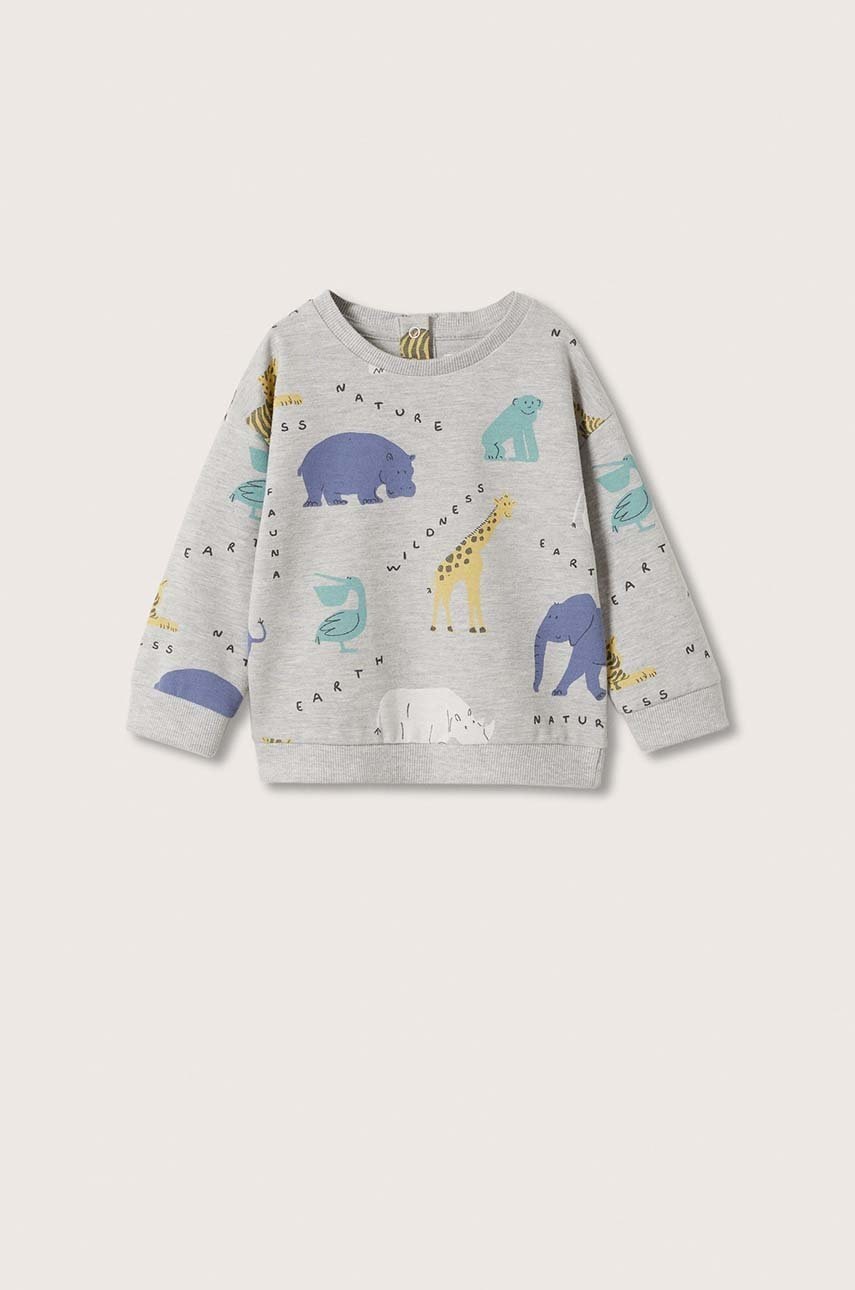 

Детски суичър Mango Kids в сиво с десен, Сив