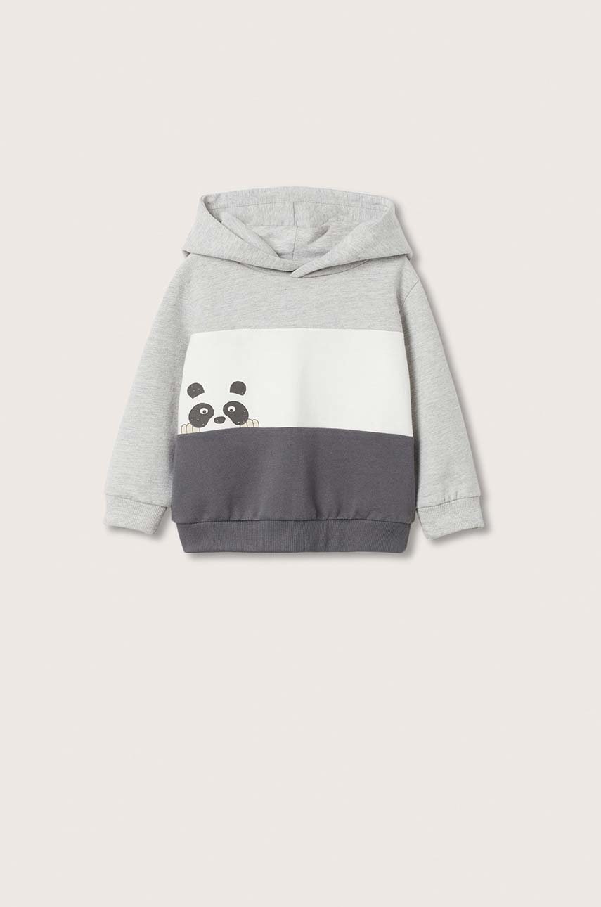 

Детски памучен суичър Mango Kids в сиво с десен, Сив
