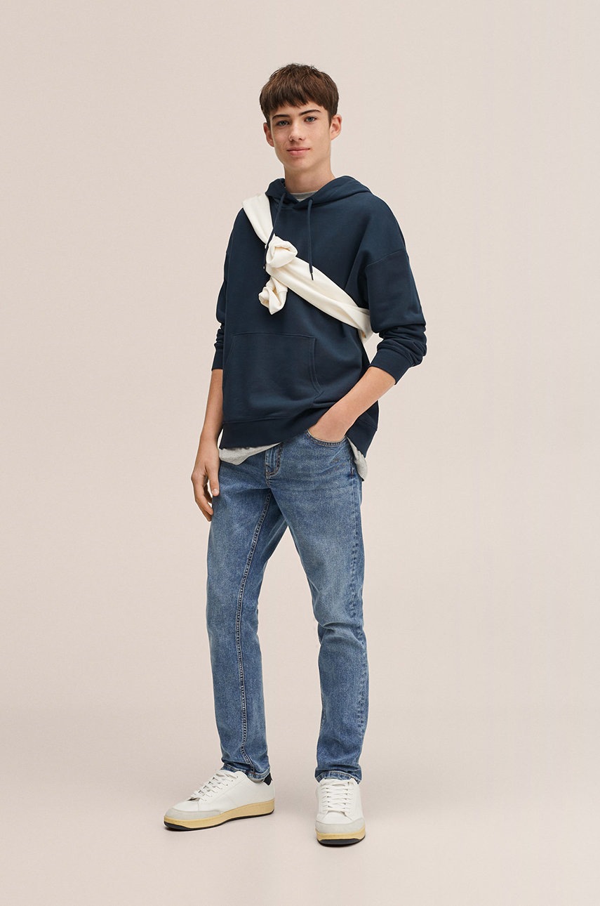 

Дитяча бавовняна кофта Mango Kids колір синій гладка