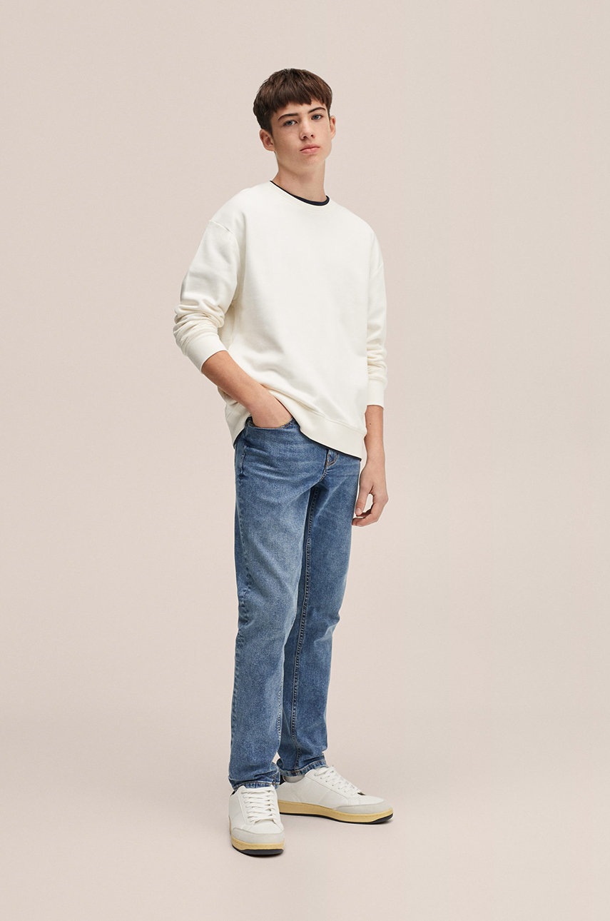 

Детская хлопковая кофта Mango Kids цвет белый гладкая