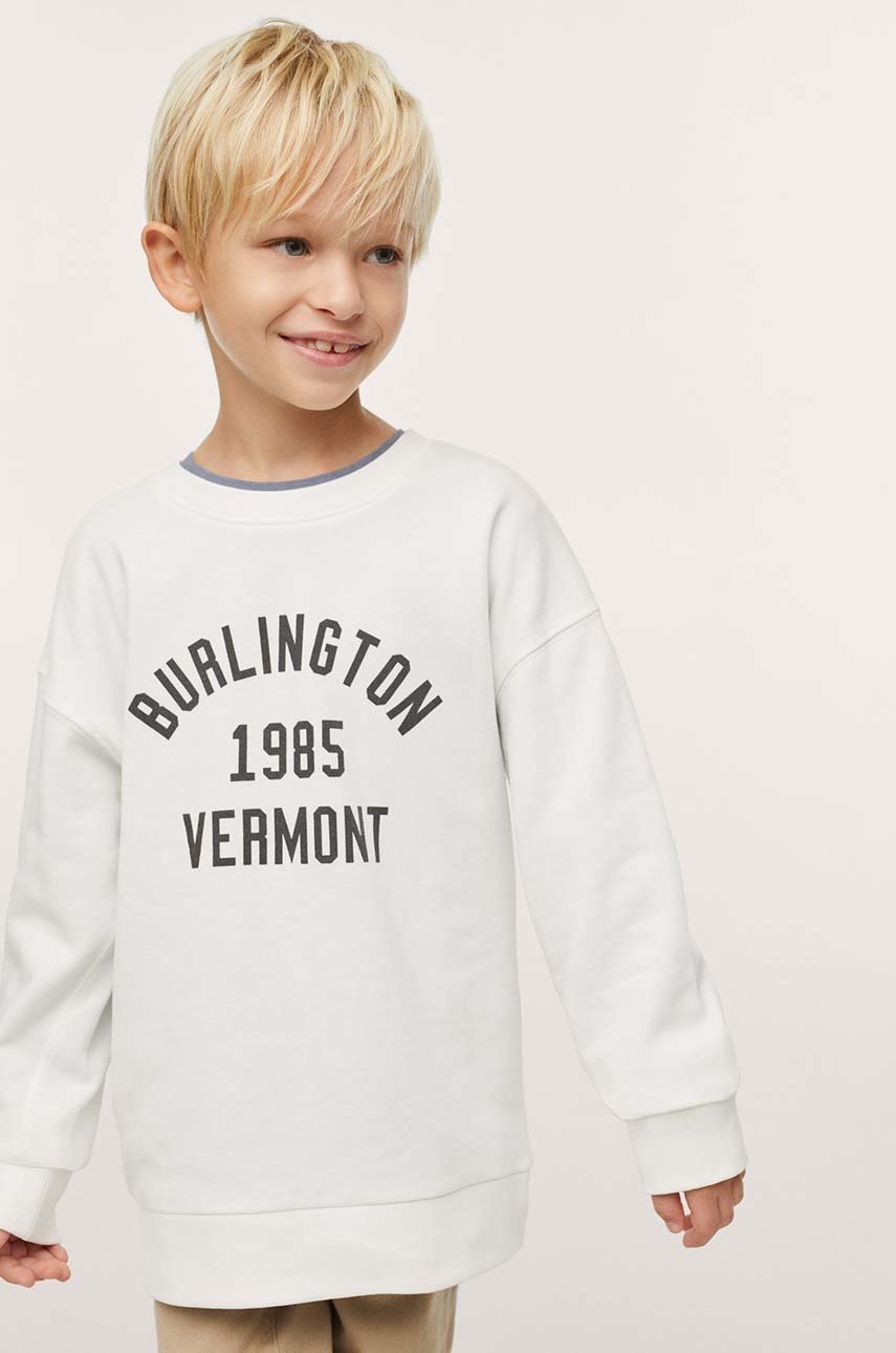 

Детски памучен суичър Mango Kids в бяло с принт, Бял
