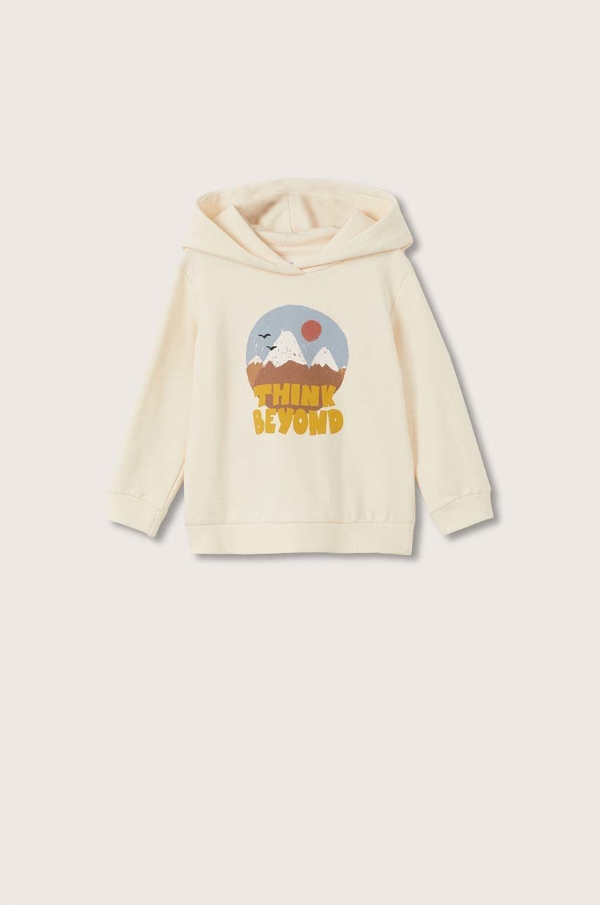 

Детски памучен суичър Mango Kids в бежово с принт, Бежов