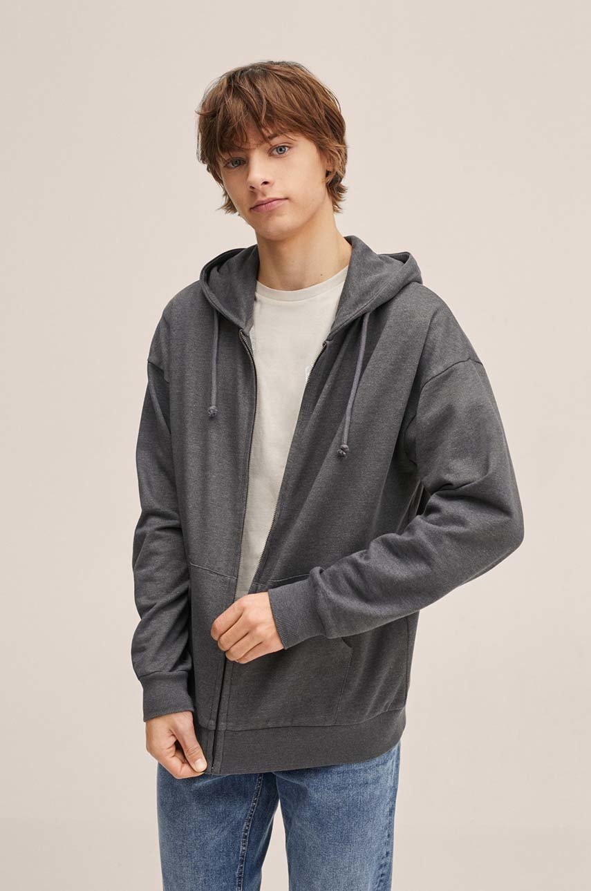 

Детски суичър Mango Kids в сиво с изчистен дизайн, Сив
