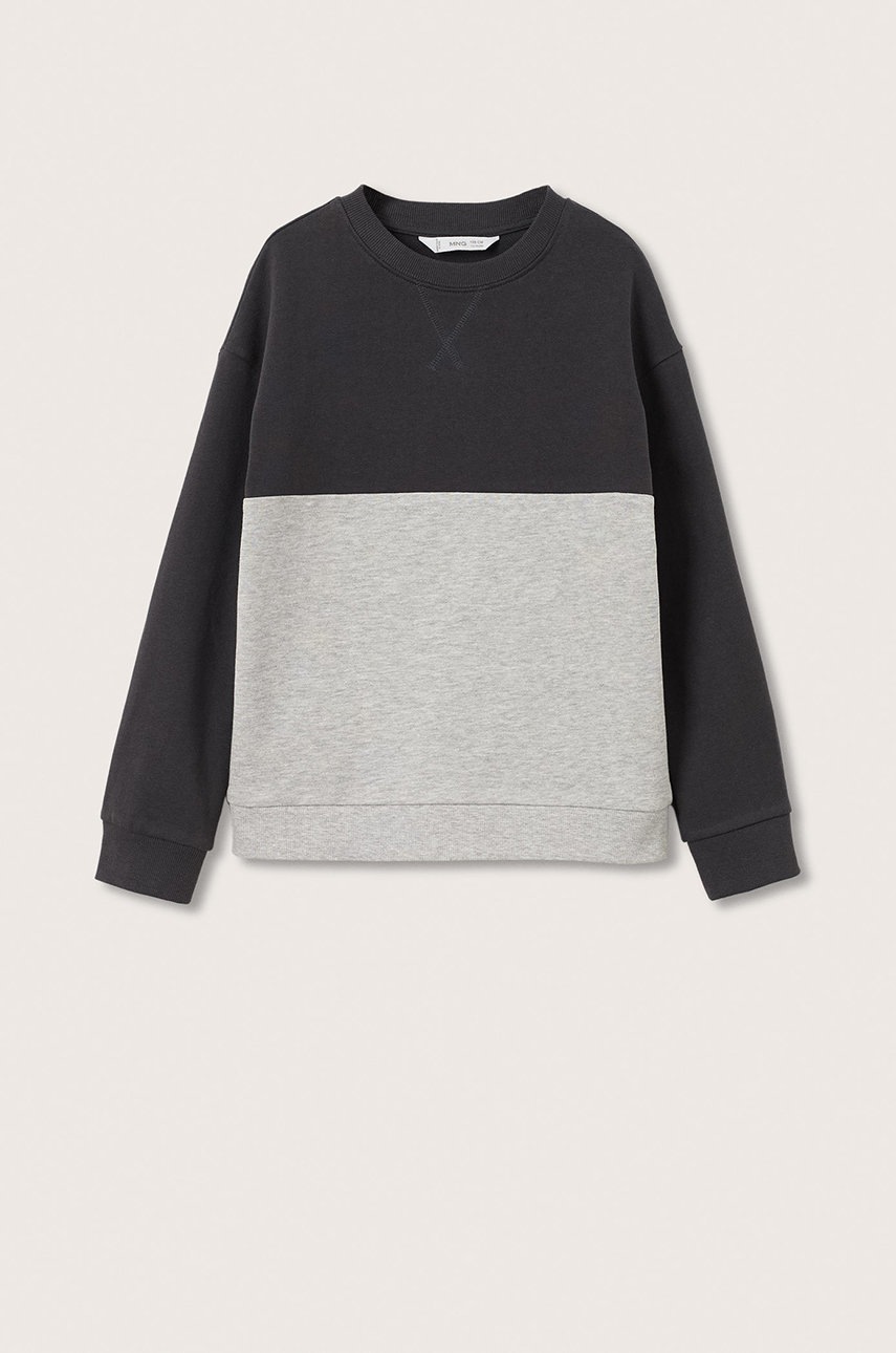 

Детски суичър Mango Kids в сиво с изчистен дизайн, Сив