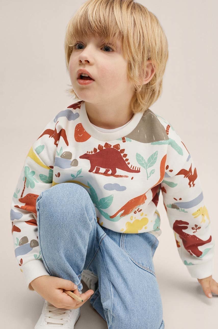 

Дитяча бавовняна кофта Mango Kids колір білий візерунок