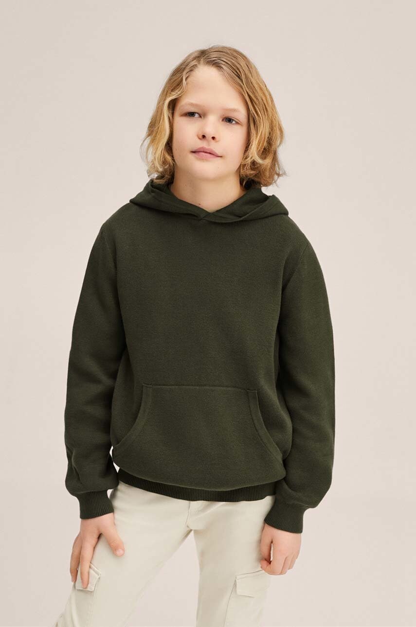 Mango kids pulover de bumbac pentru copii culoarea verde,