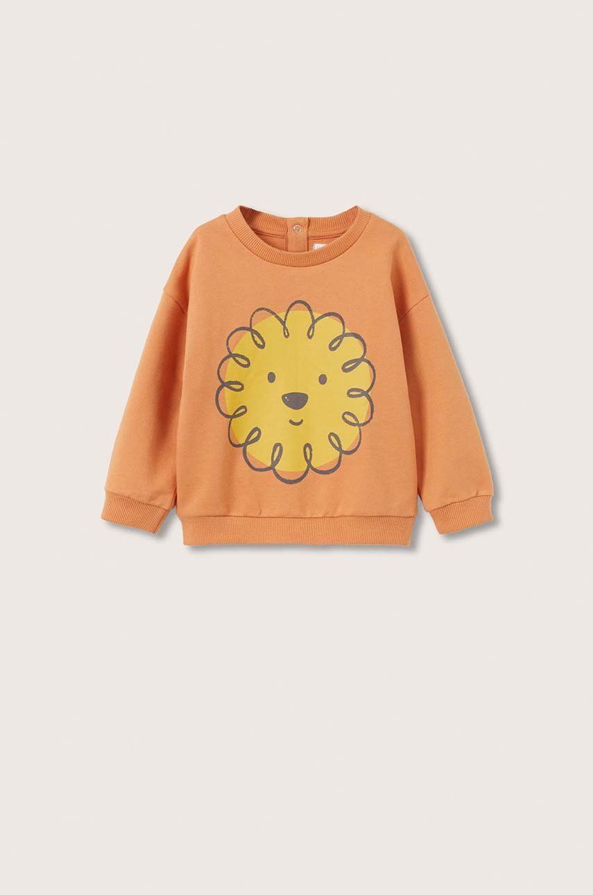 Mango Kids bluza bawełniana dziecięca Lion kolor pomarańczowy z nadrukiem