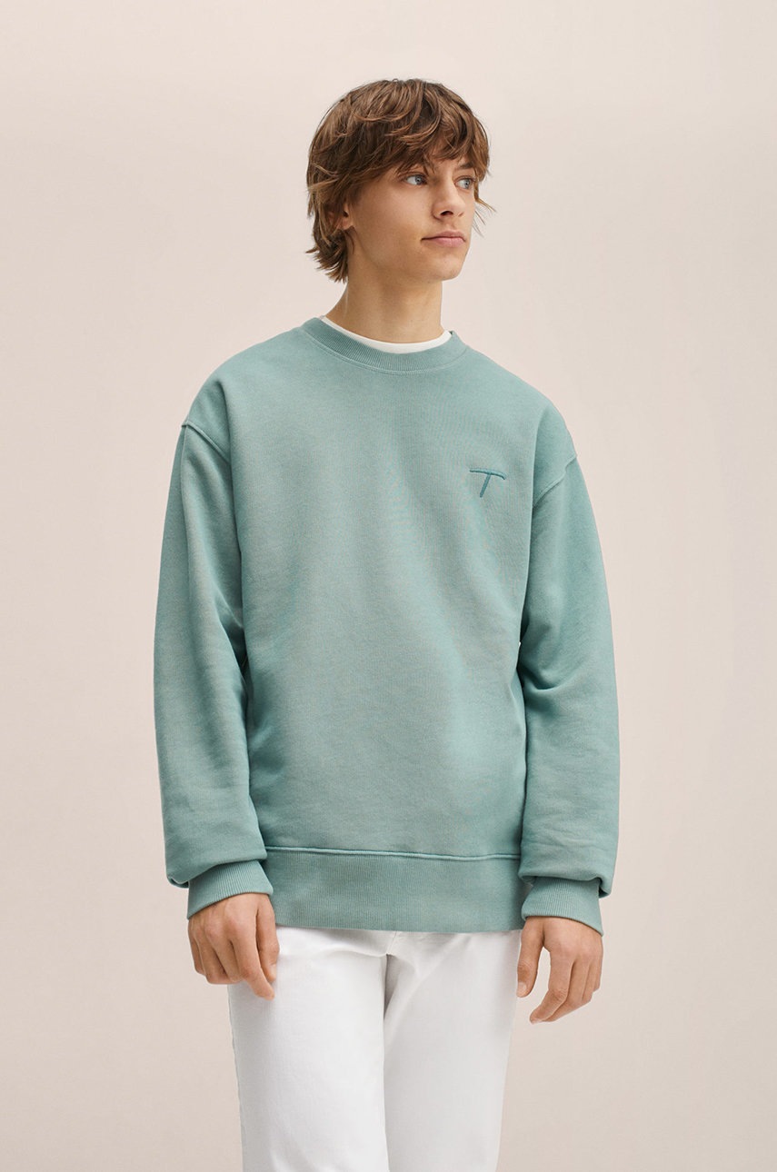 

Детски памучен суичър Mango Kids в зелено с изчистен дизайн, Зелен