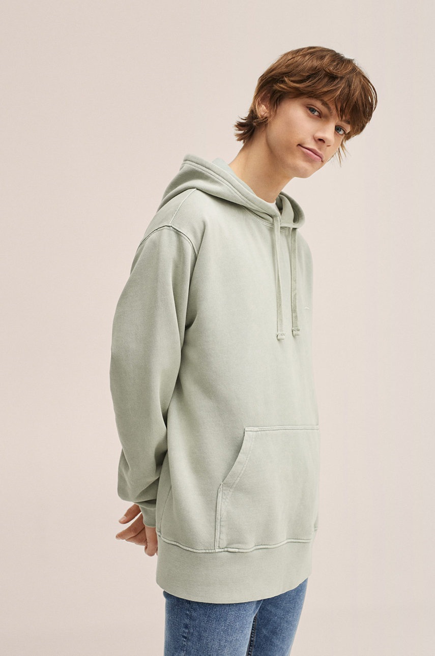 

Детски памучен суичър Mango Kids в зелено с изчистен дизайн, Зелен