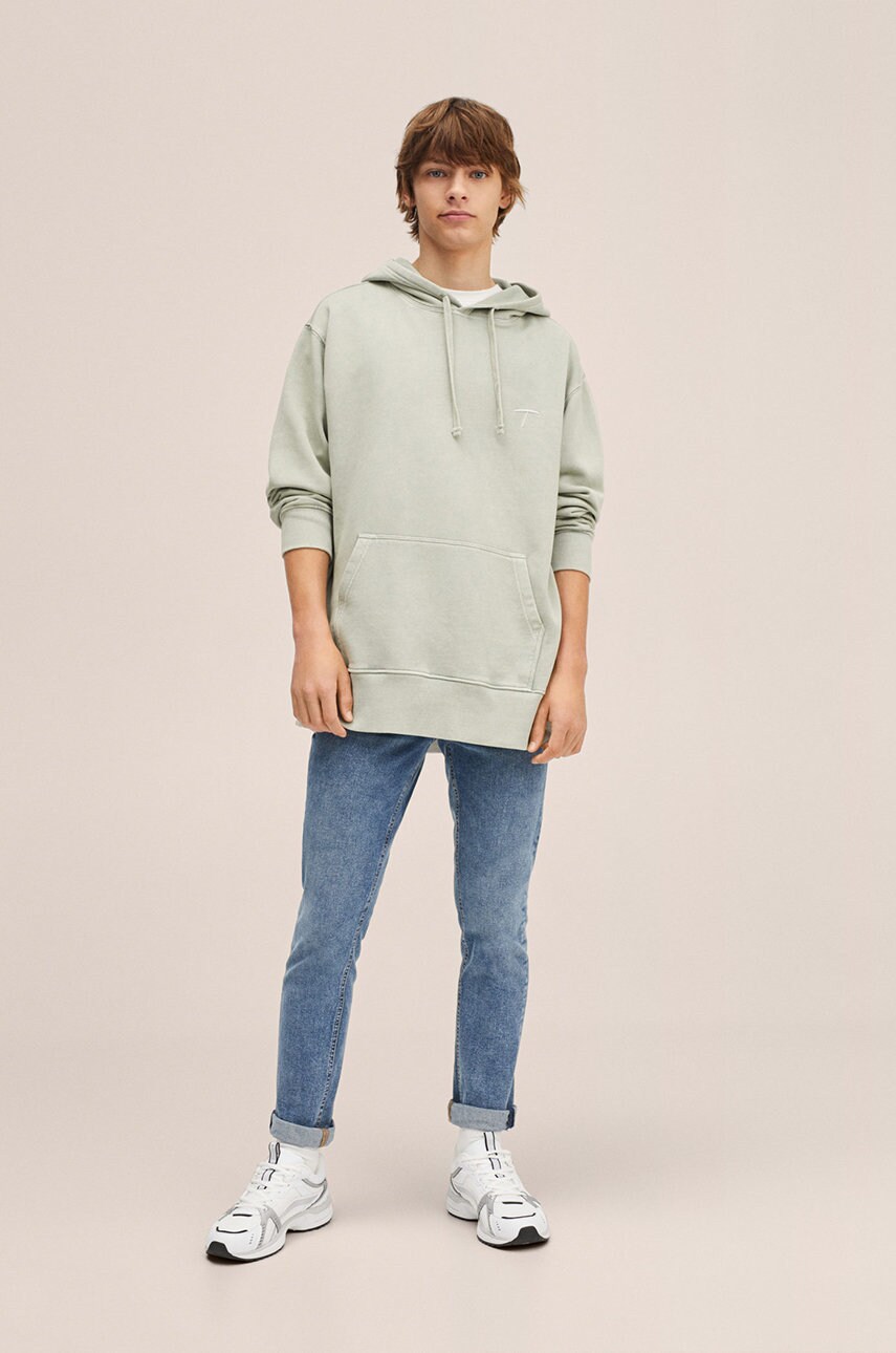 

Дитяча бавовняна кофта Mango Kids колір зелений однотонна